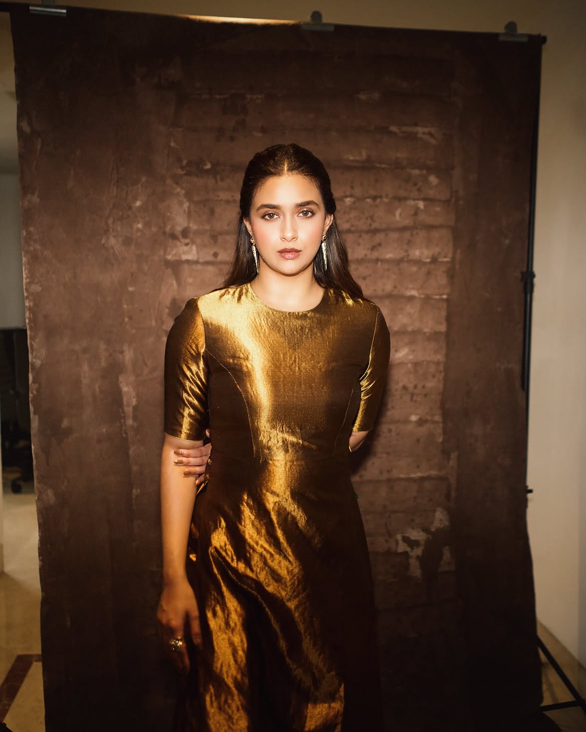 Keerthy Suresh Shines in a Metallic Gold Dress.. Actress Stuns With Her Glamorous Look