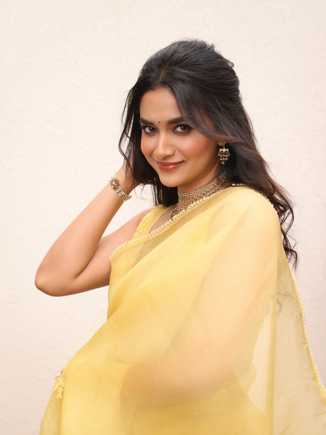 Keerthy Suresh Glows in Yellow Saree