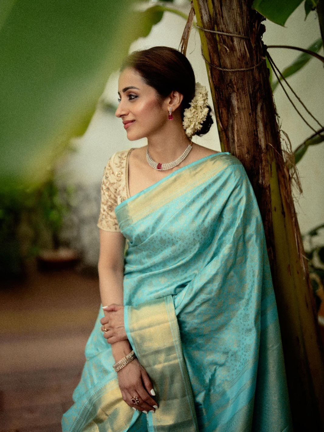 Trisha Slays in Turquoise Silk Saree