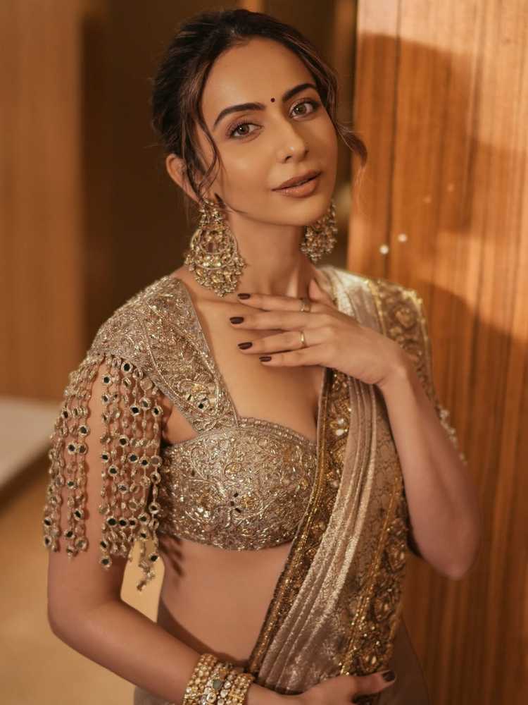 Rakul Preet Singh Stuns in a Gorgeous Golden Saree Look