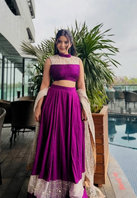 Ananya Nagalla Stuns in Elegant Purple Ethnic Look