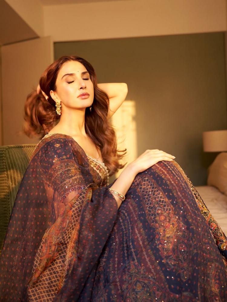Vaani Kapoor Stuns in an Elegant Navy Blue Ethnic Ensemble