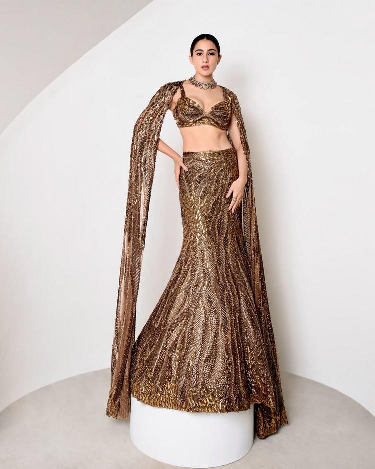 Sara Ali Khan Stuns in Glamorous Golden Outfits