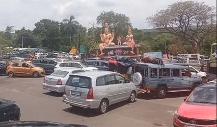 Heavy Traffic Jam in Srisailam Due to Massive Vehicle Rush