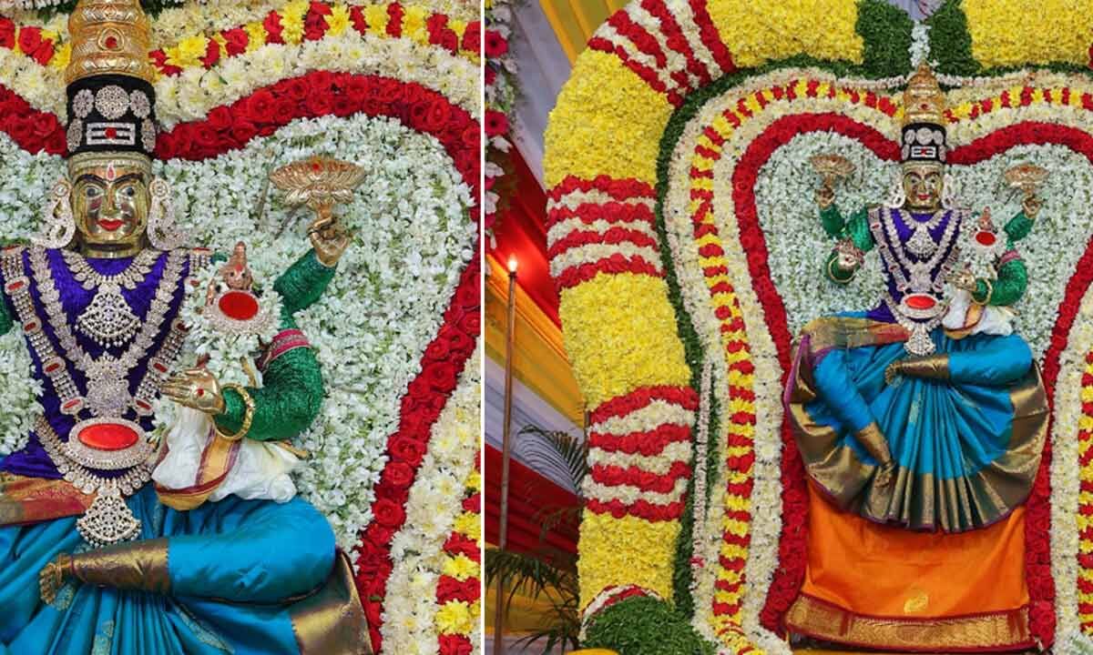 Srisailam Bhramaramba Devi Blesses Devotees in Shailaputri Alankaram