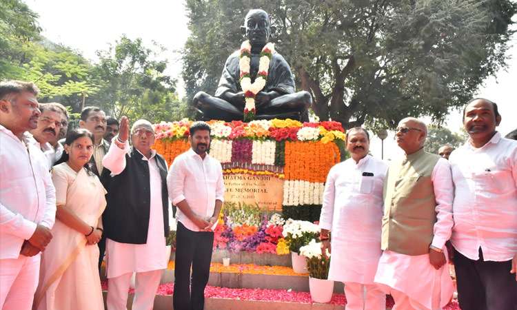 CM Revanth Pays Tribute to Mahatma Gandhi