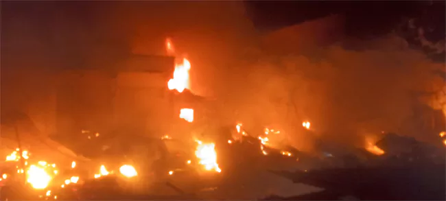 Massive Fire at Cheruvugattu Temple Area in Nalgonda