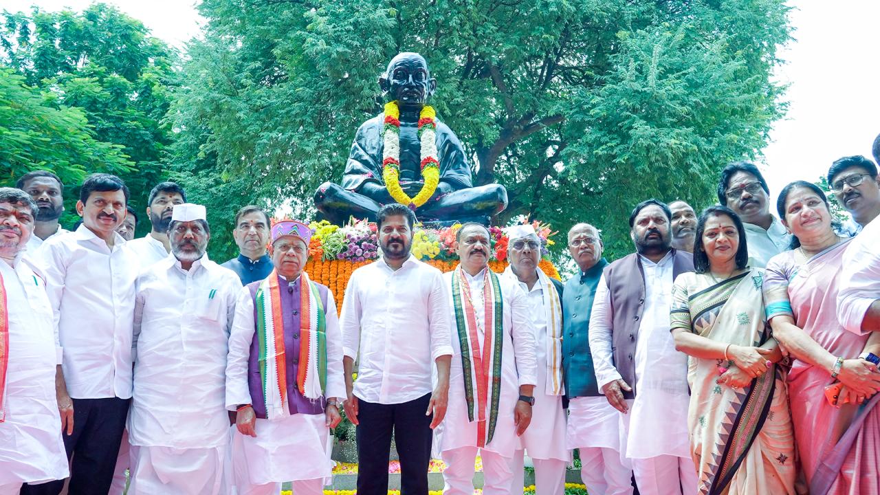 CM Revanth Reddy, Governor Pay Tributes to Mahatma Gandhi at Bapu Ghat