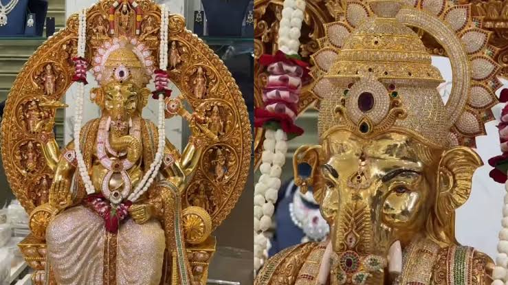 హైదరాబాద్లో మెరిసిపోతున్న బంగారు గణపయ్య.. వజ్రాలతో ప్రత్యేక ఆకర్షణ!