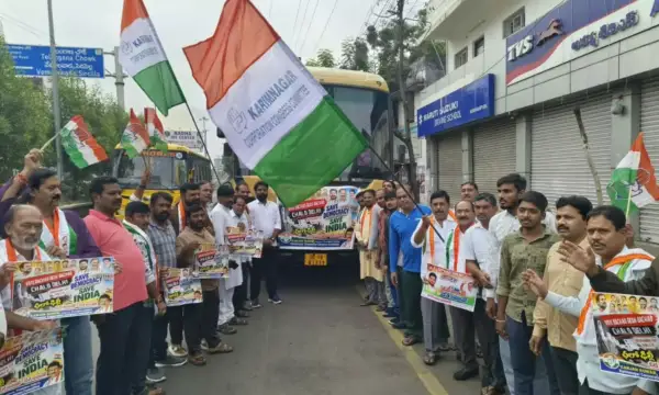 Karimnagar Congress Leaders Leave for Delhi to Join 'Vote Bachao, Desh Bachao' Rally