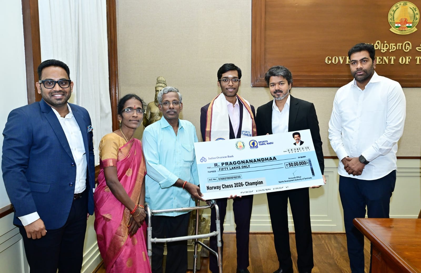 నార్వే చెస్ విజేత ప్రగ్నానందకు తమిళనాడు ప్రభుత్వం రూ.50 లక్షల సన్మానం