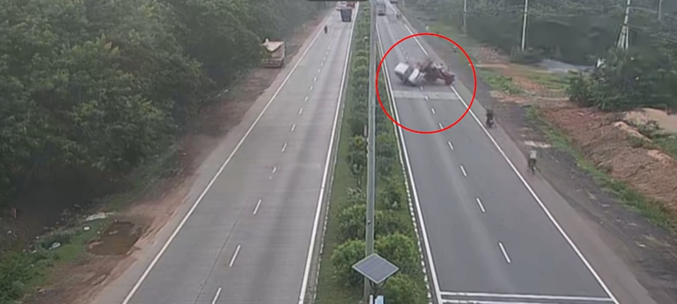 Car Overturns After Hitting Tractor on National Highway in Anakapalli