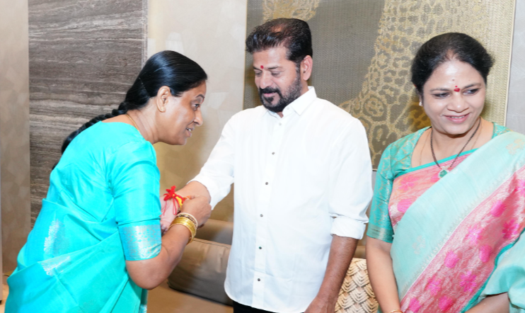 Minister Konda Surekha Ties Gold Rakhi to CM Revanth Reddy