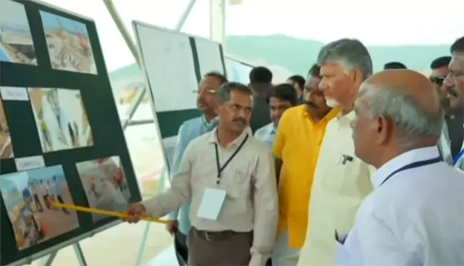 AP CM Chandrababu Inspects Polavaram Project