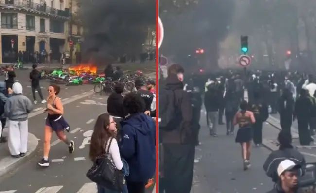Woman Jogging Past Burning Barricade Amid France Unrest Goes Viral