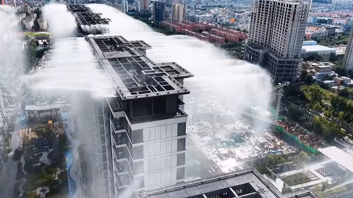 Heat Reduction with Rooftop Misting in China