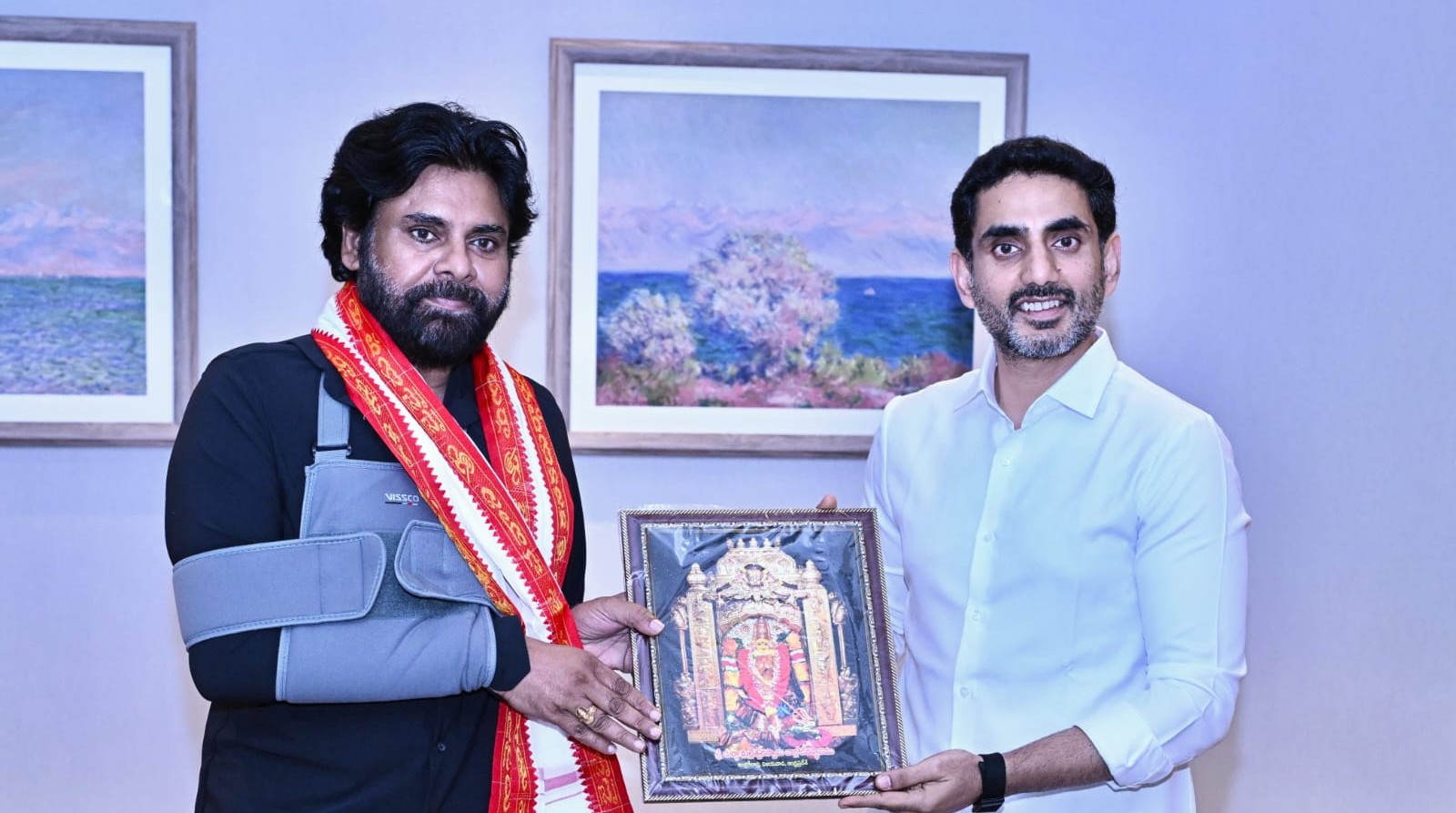 డిప్యూటీ సీఎం పవన్ కళ్యాణ్ను పరామర్శించిన మంత్రి నారా లోకేష్