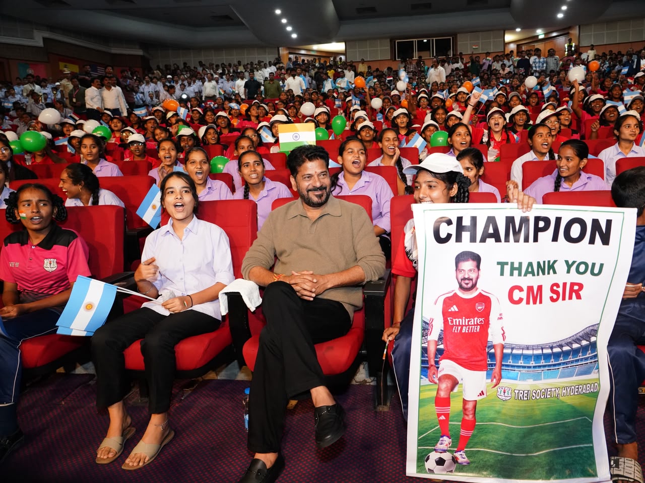 CM Revanth Watches Football Match with Students