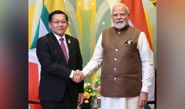 PM Modi Meets Myanmar President Min Aung Hlaing at Hyderabad House