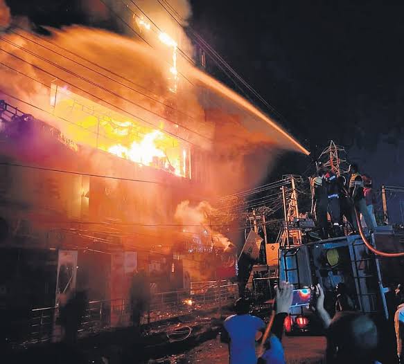 Massive Fire Breaks Out Near Enumamula Agricultural Market
