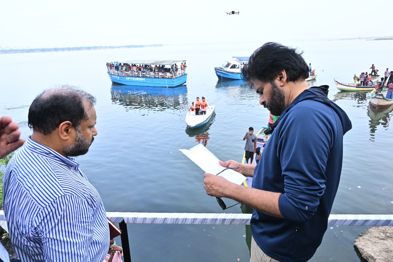 గోదావరి పుష్కర పనులను పరిశీలించిన ఉప ముఖ్యమంత్రి వర్యులు పవన్ కళ్యాణ్