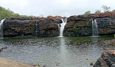 Strong Flow in Waterfall Due to Heavy Floods