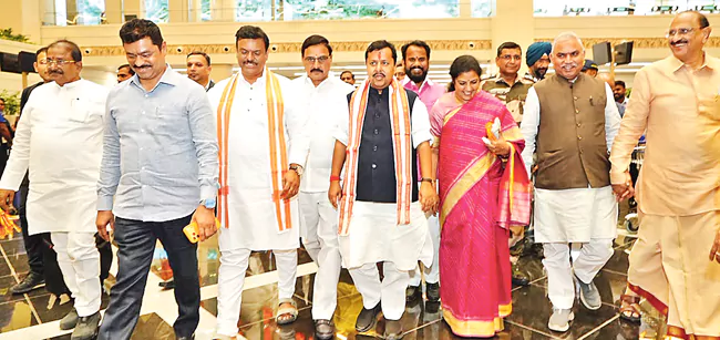 BJP Chief Nitin Nabin Arrives at Bhogapuram Airport