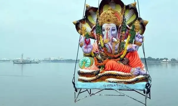 Large-Scale Ganesh Idol Immersion in Hyderabad